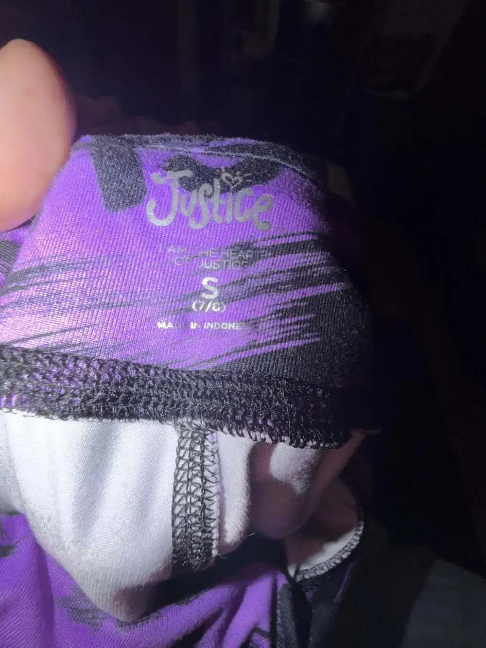 Justice Girls Gymnast Print Purple Leggings size 7/8